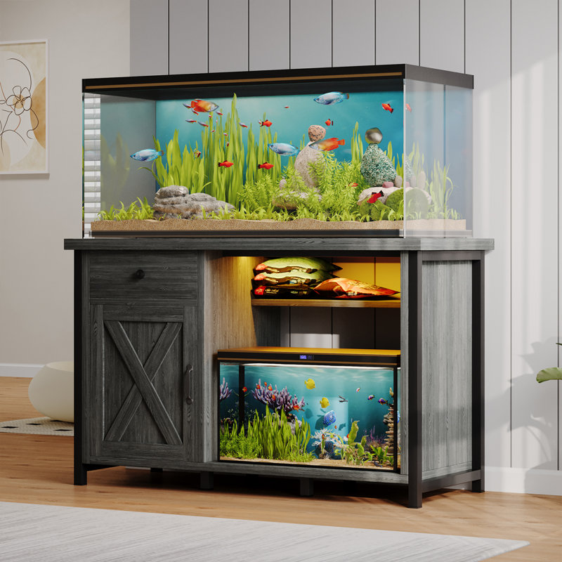 Tucker Murphy Pet™ Helge 55 Gallon Fish Tank Stand with LED Light